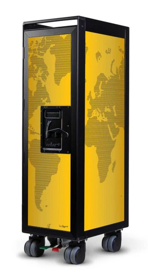 Worldmap Airplane Trolley Black Gold Edition by Bordbar