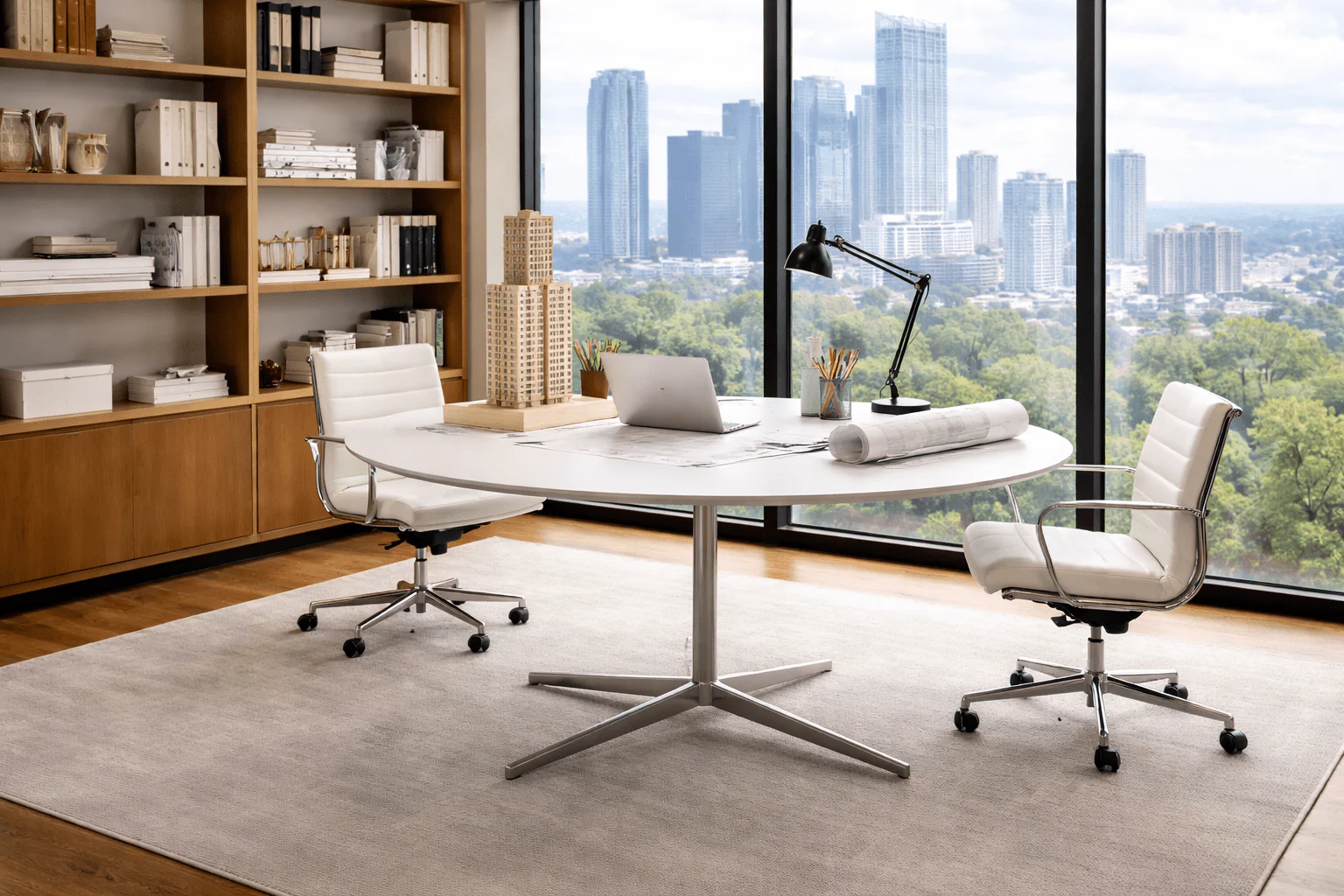 Florence Knoll 63" Round Table Desk - Image 6
