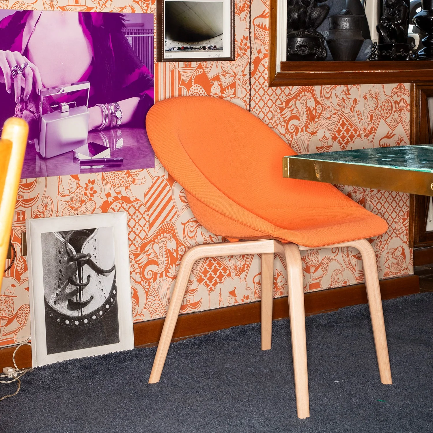 Hoop Side Chair / Wood Base / Upholstered Seat by Karim Rashid - Image 3