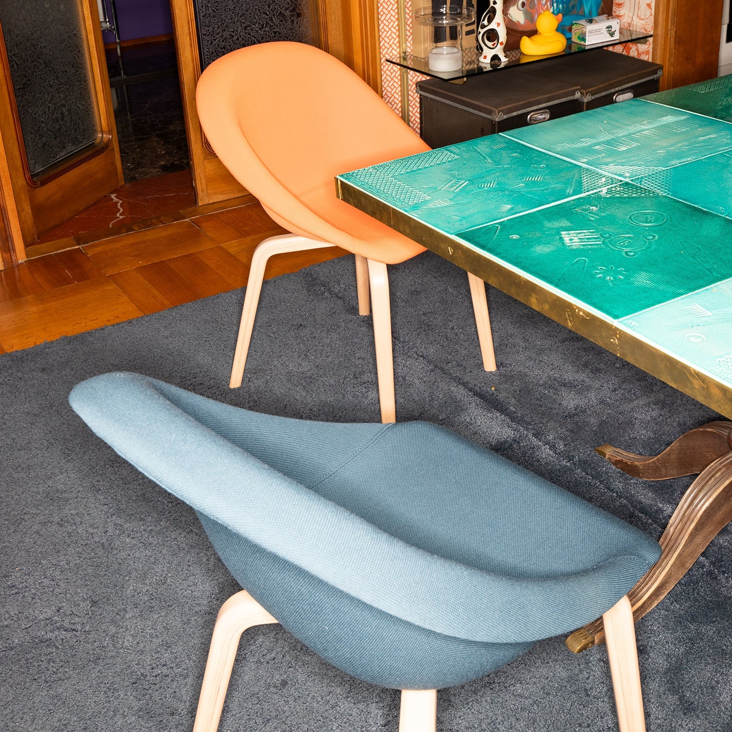 Hoop Side Chair / Wood Base / Upholstered Seat by Karim Rashid - Image 4