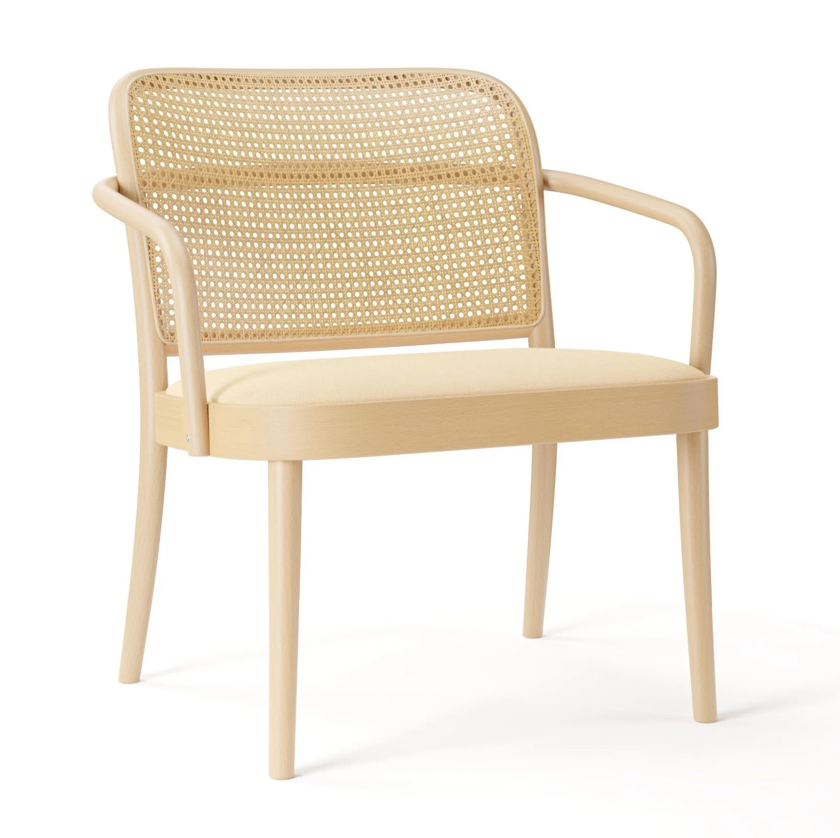 No. 811 Bentwood Lounge Armchair by Ton - Upholstered Seat / Cane Back - Image 7