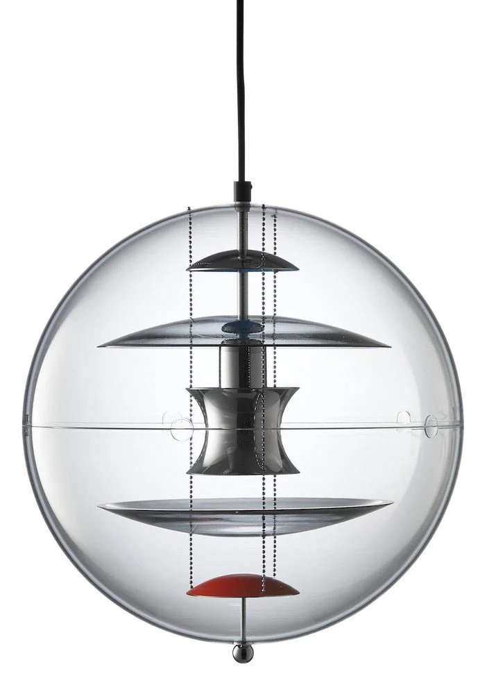 VP Globe Pendant 16" Colored Glass/Red/Blue by Verner Panton